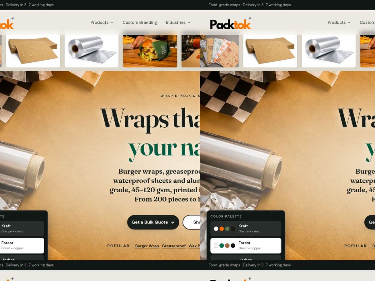 Packtok Packaging web screen 1