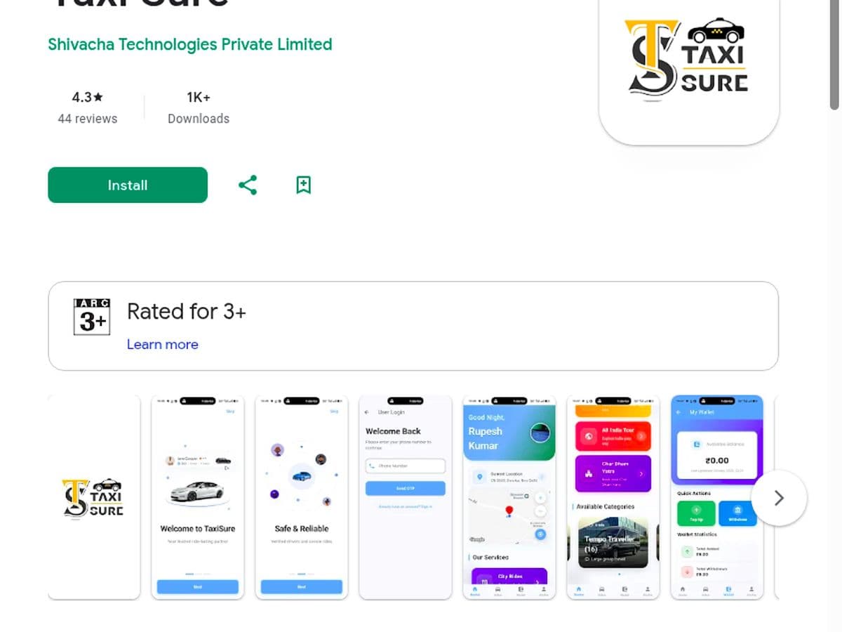 TaxiSure web screen 1